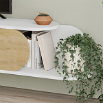 ТВ-тумба подвесная белая с полкой и откидной дверцей цвета древесины TONE TV STAND WHITE варинант исполнения - 4 | Loft Concept в Орле