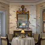 Обои ручная роспись Fishes Blue Pearl on Tarnished Silver gilded silk with pearlescent antiquing варинант исполнения - 6 | Loft Concept в Орле