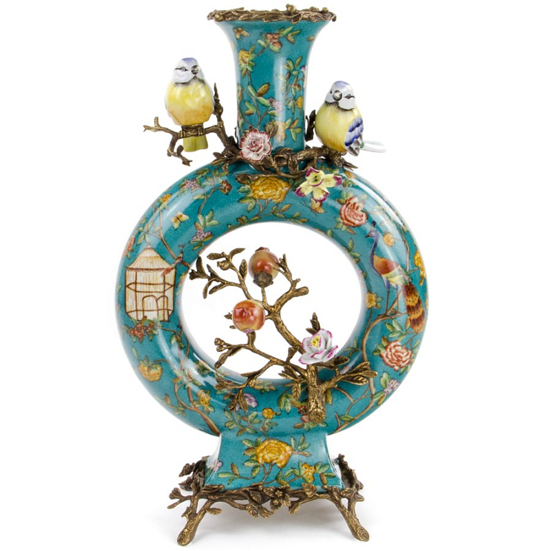 Фарфоровая ваза Vase with Hole Бирюзовый Бронза Фарфоровая ваза Vase with Hole Бирюзовый Бронза в Орле | Loft Concept