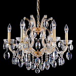 Люстра подвесная с 6-ю лампочками и прозрачными хрустальными подвесками на основании золотого цвета Crystal lamps варинант исполнения - 1 | Loft Concept в Орле