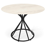 Стол обеденный с круглой керамической столешницей песчаного цвета Sand Ceramics варинант исполнения - 1 | Loft Concept в Орле