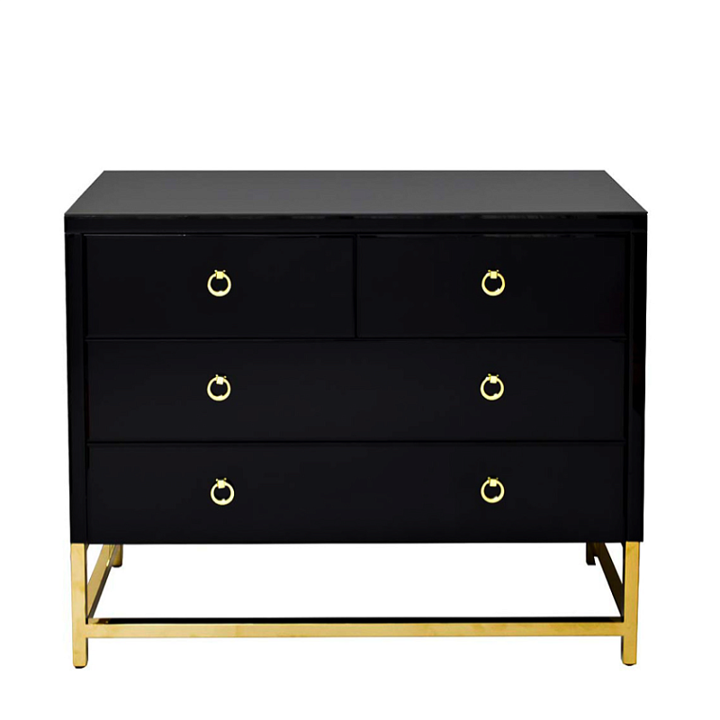 Комод Black Gold Comode Глянцевое золото Черный в Орле | Loft Concept 