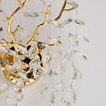 Бра золотого цвета с декоративными ветвями и прозрачными подвесками в форме листьев Droplet Chandelier варинант исполнения - 6 | Loft Concept в Орле