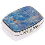 Таблетница карманная прямоугольная на 2 отделения с зеркалом и накладкой из натурального камня Лазурит Silver Stone Pillboxes варинант исполнения - 1 | Loft Concept в Орле