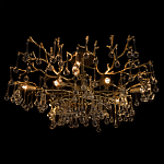 Потолочная люстра в виде ветвей деревьев золотого цвета с прозрачными подвесками-каплями Droplet Chandelier варинант исполнения - 4 | Loft Concept в Орле