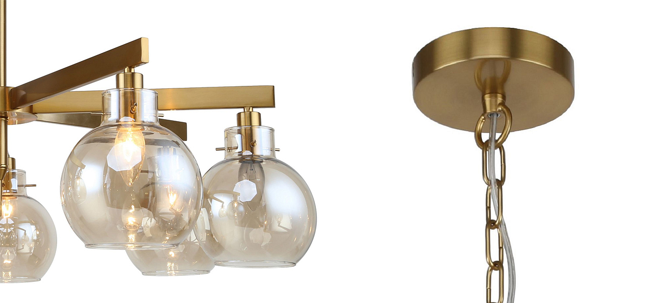Люстра с плафонами коньячного цвета Carmella Globe Brass Люстра с плафонами коньячного цвета Carmella Globe Brass - Loft-Concept в Орле