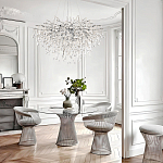 Люстра подвесная с прозрачными стеклянными подвесками в форме капель Диаметр 80 см Droplet Chandelier варинант исполнения - 11 | Loft Concept в Орле