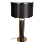 Настольная лампа с чёрным тканевым абажуром и металлическим корпусом золотого цвета Golden Arc варинант исполнения - 2 | Loft Concept в Орле