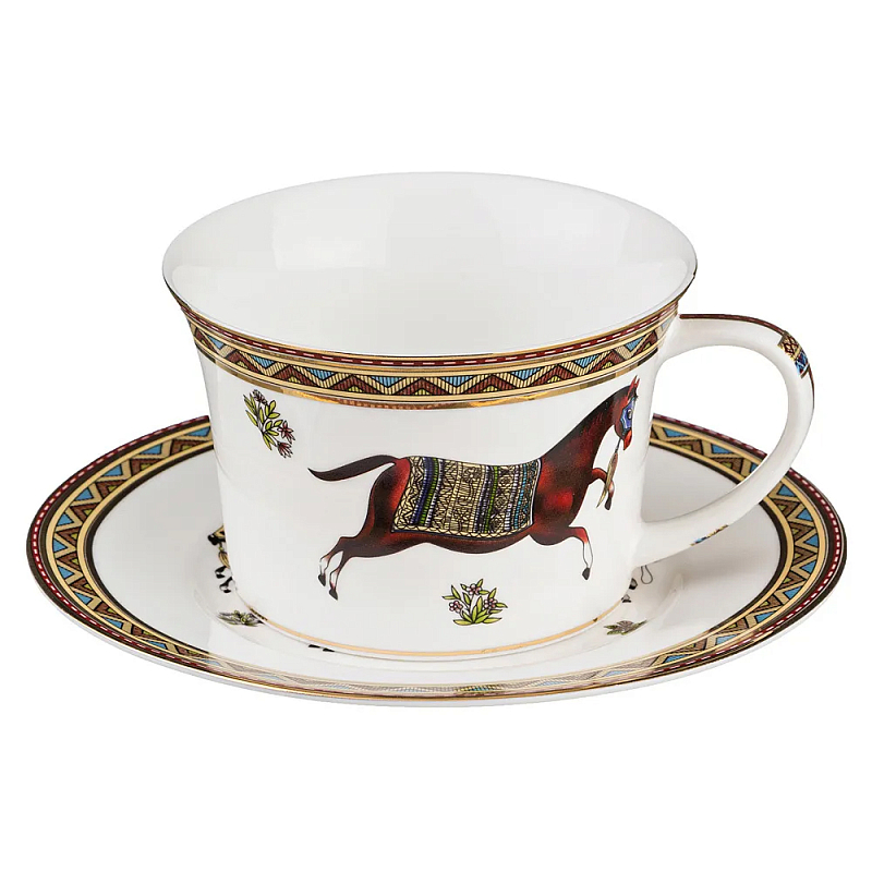 Чайная пара из фарфора с изображением лошади 250 мл Porcelain Horse Set Белый Мульти Чайная пара из фарфора с изображением лошади 250 мл Porcelain Horse Set Белый Мульти в Орле | Loft Concept