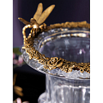 Ваза из прозрачного стекла на бронзовой подставке с ободком и ручками в виде стрекоз Eden Garden варинант исполнения - 5 | Loft Concept в Орле