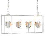 Люстра белая прямоугольная с абажурами в виде цветков тюльпана White Tulips варинант исполнения - 2 | Loft Concept в Орле