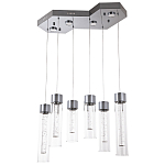 Люстра c 6-ю стеклянными плафонами хром Sparkling Bubbles Tube Chrome Hanging Lamp варинант исполнения - 1 | Loft Concept в Орле