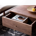 Кофейный стол из дерева с ящиком и нишей для хранения Coffee Walnut Table варинант исполнения - 7 | Loft Concept в Орле