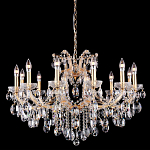 Люстра подвесная с 12-ю лампочками и прозрачными хрустальными подвесками на основании золотого цвета Crystal lamps варинант исполнения - 1 | Loft Concept в Орле