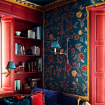 Обои с вышивкой ручной работы Flora Rio colourway on Liso Pine wool sateen варинант исполнения - 1 | Loft Concept в Орле