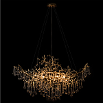 Подвесная люстра в виде ветвей деревьев золотого цвета с прозрачными подвесками-каплями 10 и 14 ламп Droplet Chandelier варинант исполнения - 2 | Loft Concept в Орле