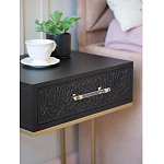 Приставной столик с резным узором на выдвижном ящике Black Table Carved Pattern варинант исполнения - 6 | Loft Concept в Орле