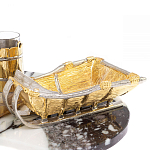 Икорница со стопками с декором "Рыбак с санями" с гравировкой на подставке из натуральных камней Агат Мрамор Decorative Cavair Dishes варинант исполнения - 6 | Loft Concept в Орле