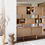 Приставной стол с отделкой из джута Juti D30 см варинант исполнения - 7 | Loft Concept в Орле