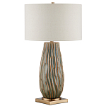 Настольная лампа с фактурным корпусом и тканевым абажуром Smooth Peaks варинант исполнения - 3 | Loft Concept в Орле