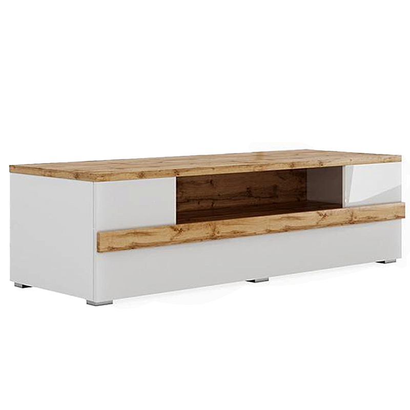 ТВ-тумба с белым глянцевым фасадом Grace of Furniture Глянцевый белый Дуб вотан ТВ-тумба с белым глянцевым фасадом Grace of Furniture Глянцевый белый Дуб вотан в Орле | Loft Concept