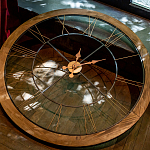 Часы настенные деревянные с римскими цифрами бронзового цвета Clock with History варинант исполнения - 3 | Loft Concept в Орле