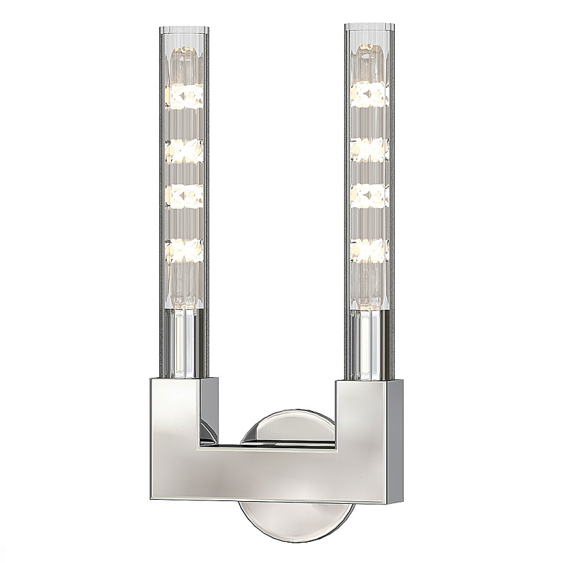 Бра CANNELLE wall lamp DOUBLE Sconces Chrome Хром Прозрачное Стекло в Орле | Loft Concept 