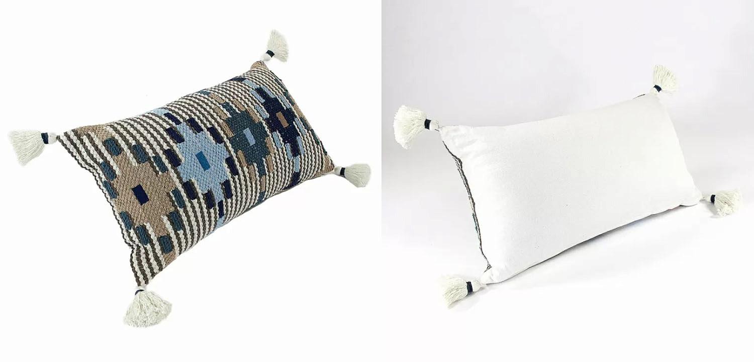 Подушка Blue Ikat с кисточками Подушка Blue Ikat с кисточками - Loft-Concept в Орле