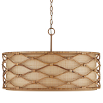 Подвесной светильник  из кованого железа и абажуром из ротанга Wicker Furniture варинант исполнения - 3 | Loft Concept в Орле