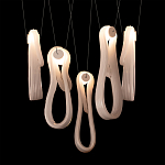 Подвесной светильник белого цвета с 6-ю изогнутыми плафонами Flow Loop варинант исполнения - 7 | Loft Concept в Орле