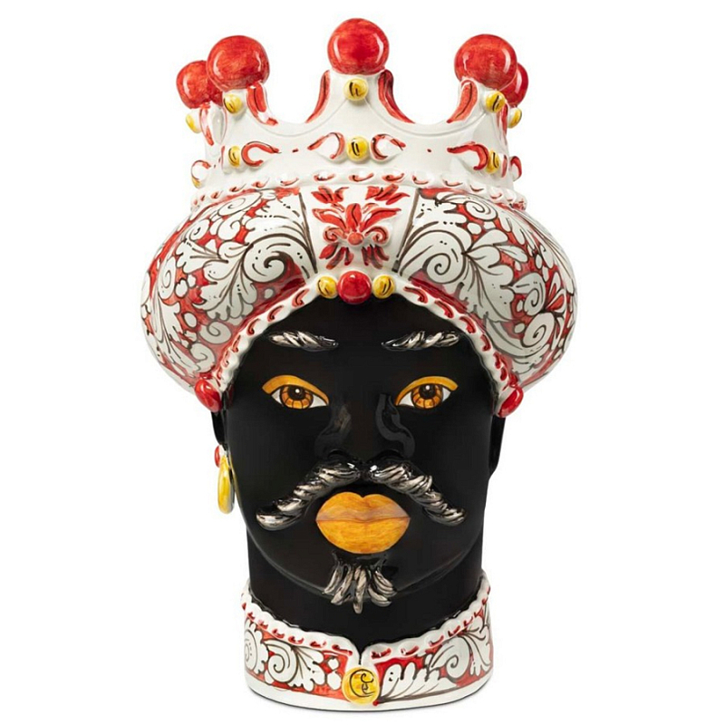 Ваза Vase Moro Man Ornate Red Черный Красный Белый в Орле | Loft Concept 