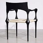 Стул дизайнерский с плетеным сидением Kronos Dining Chair Black варинант исполнения - 5 | Loft Concept в Орле