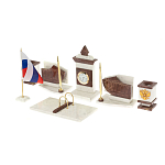 Настольный письменный набор из мрамора и лемезита с гербом и флагом России Marble Accessory варинант исполнения - 2 | Loft Concept в Орле