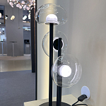 Настольная лампа с тремя прозрачными куполообразными плафонами и черным металлическим основанием Flos Wireline Lighting варинант исполнения - 4 | Loft Concept в Орле