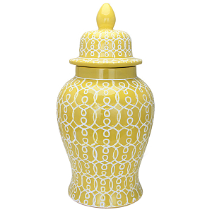 Ваза с крышкой Ceramic Yellow White Ornament Vase