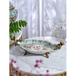 Блюдо овальное из голубого фарфора с ручками в виде бабочек и цветочным рисунком Blue Garden варинант исполнения - 6 | Loft Concept в Орле