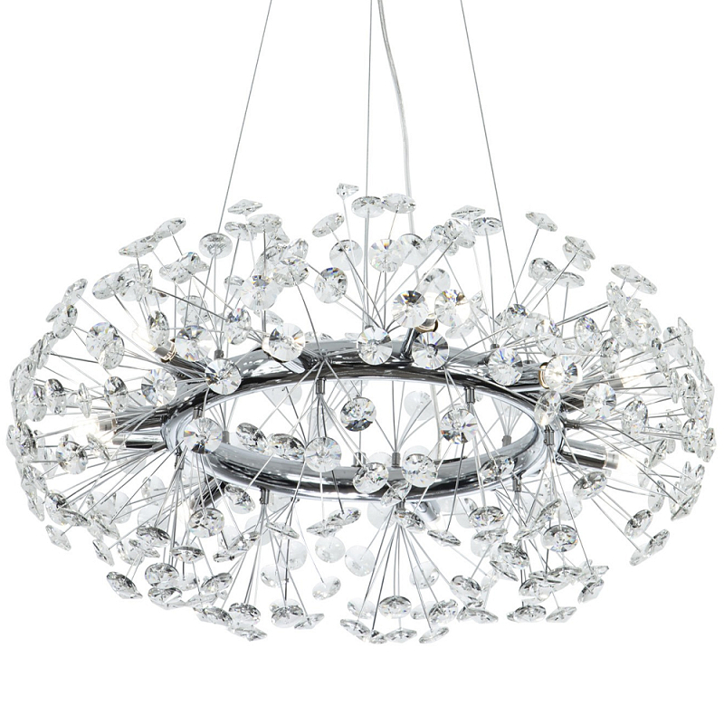 Круглая подвесная люстра Crystal Dandelions Chrome Chandelier Прозрачный Хром Круглая подвесная люстра Crystal Dandelions Chrome Chandelier Прозрачный Хром в Орле | Loft Concept
