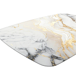 Обеденный стол с прямоугольной столешницей из стекла на черных металлических ножках White Marble варинант исполнения - 4 | Loft Concept в Орле