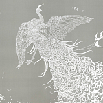 Обои ручная роспись в стиле Арт-деко Whistler Peacocks Special Colourway on Pale Grey dyed silk варинант исполнения - 1 | Loft Concept в Орле