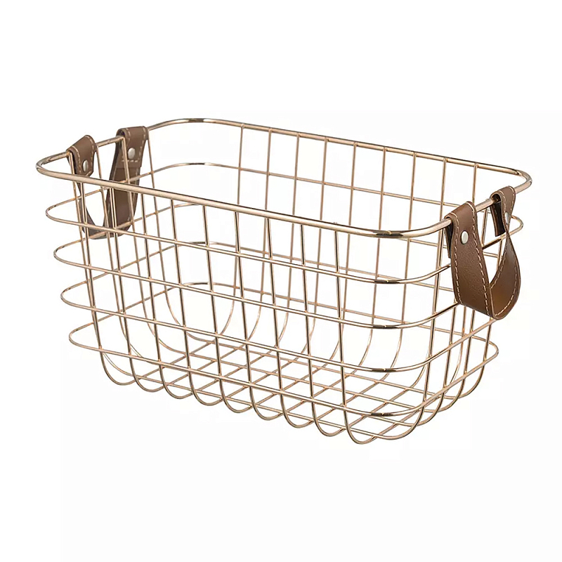Корзина для хранения железная с ручками Iron Basket золотая Золотой Корзина для хранения железная с ручками Iron Basket золотая Золотой в Орле | Loft Concept