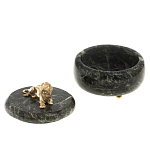 Шкатулка из натурального камня змеевик с фигуркой льва Stone Casket варинант исполнения - 3 | Loft Concept в Орле