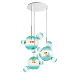 Люстра подвесная с прозрачными бирюзовыми стеклянными шарами и круглым основанием 3 лампы Giopato & Coombes варинант исполнения - 3 | Loft Concept в Орле