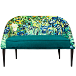 Диван двухместный из натурального бука зеленый с цветочным принтом Impressionism in Art варинант исполнения - 1 | Loft Concept в Орле