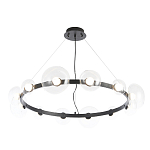 Люстра подвесная круглая с 12-ю прозрачными куполообразными плафонами и черным металлическим основанием Flos Wireline Lighting варинант исполнения - 3 | Loft Concept в Орле