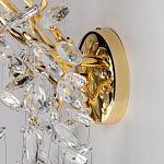 Бра золотого цвета с декоративными ветвями и прозрачными подвесками в форме листьев Droplet Chandelier варинант исполнения - 5 | Loft Concept в Орле