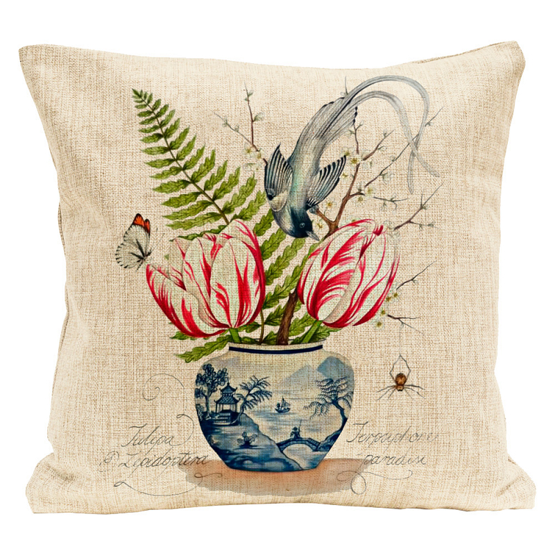 Декоративная подушка Tulips Pillow Мульти Бежевый Декоративная подушка Tulips Pillow Мульти Бежевый в Орле | Loft Concept