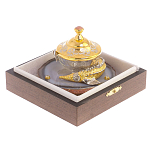 Икорница с декором "Осетр" с гравировкой на подставке из натурального камня Агат Decorative Cavair Dishes варинант исполнения - 4 | Loft Concept в Орле