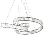 Подвесная люстра в виде изогнутых колец с хрустальным декором Ring Horizontal Oculus Chrome Light Chandelier варинант исполнения - 1 | Loft Concept в Орле