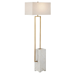 Торшер с прямоугольным абажуром на белом мраморном основании Asymmetry on Marble варинант исполнения - 4 | Loft Concept в Орле