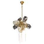 Люстра подвесная со стеклянными плафонами из дымчатого и золотистого с шестью вертикальными подвесками Gilded Mirage  варинант исполнения - 5 | Loft Concept в Орле